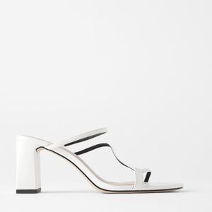 Zara white heeled mules asymmetrical straps size38